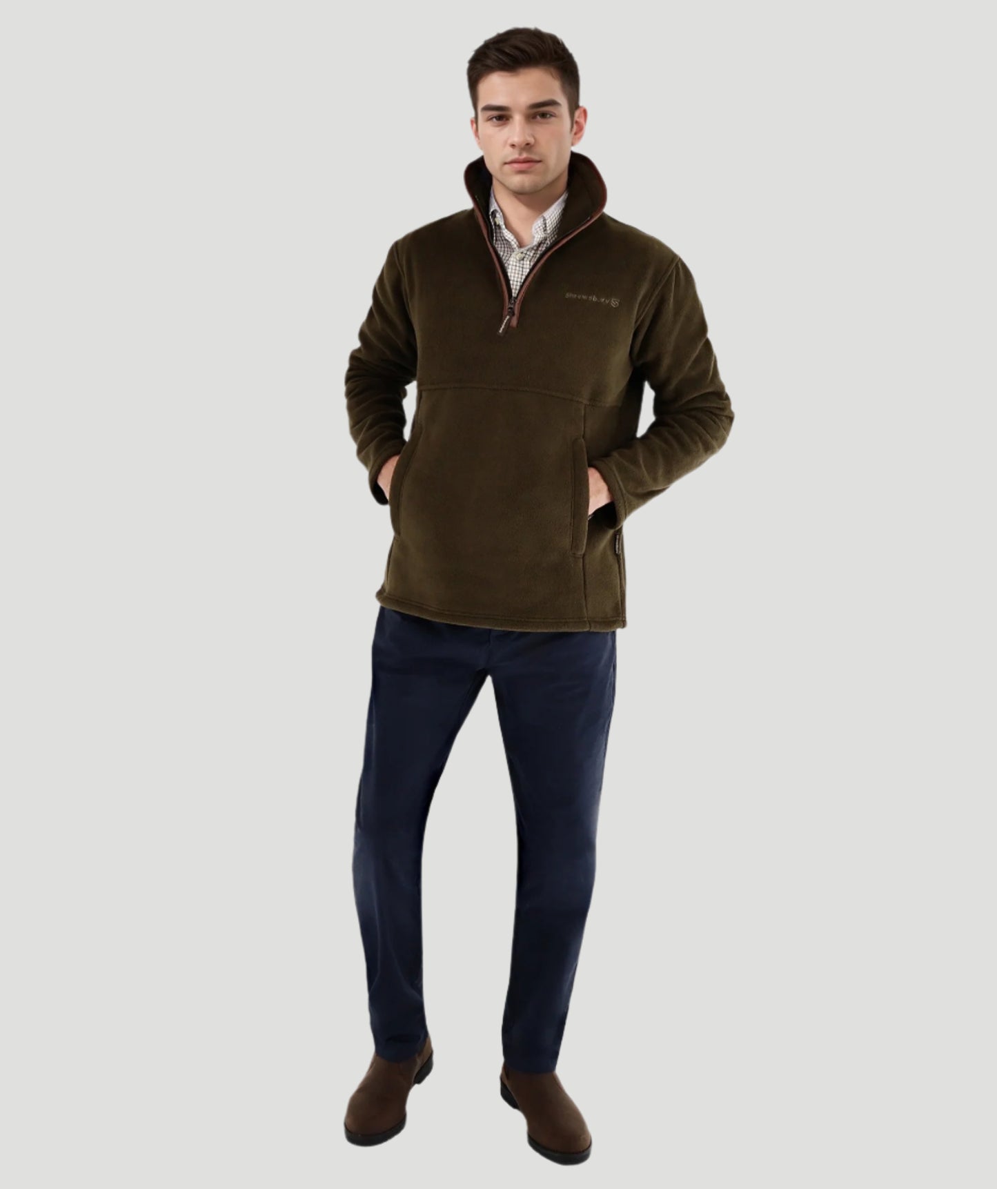 Ackleton Fleece Quater Zip Dark Olive
