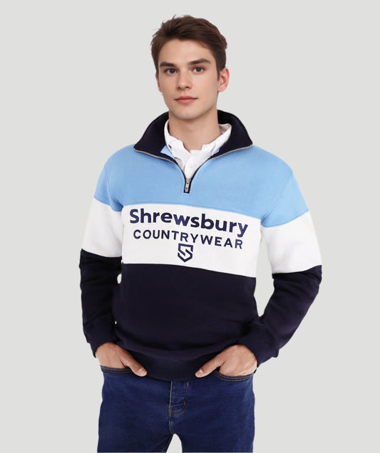 Bedstone Mens Quater Zip Sweatshirt Baby Blue