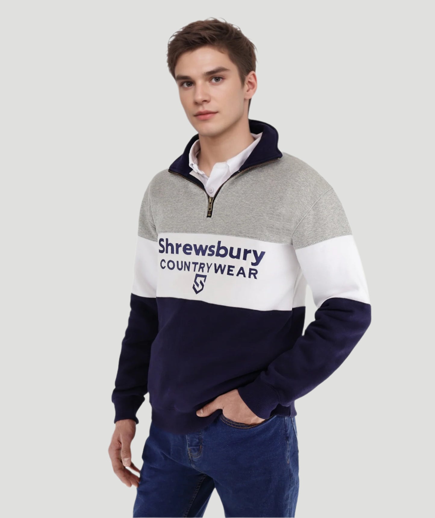 Bedstone Mens Quater Zip Sweatshirt Heather Grey