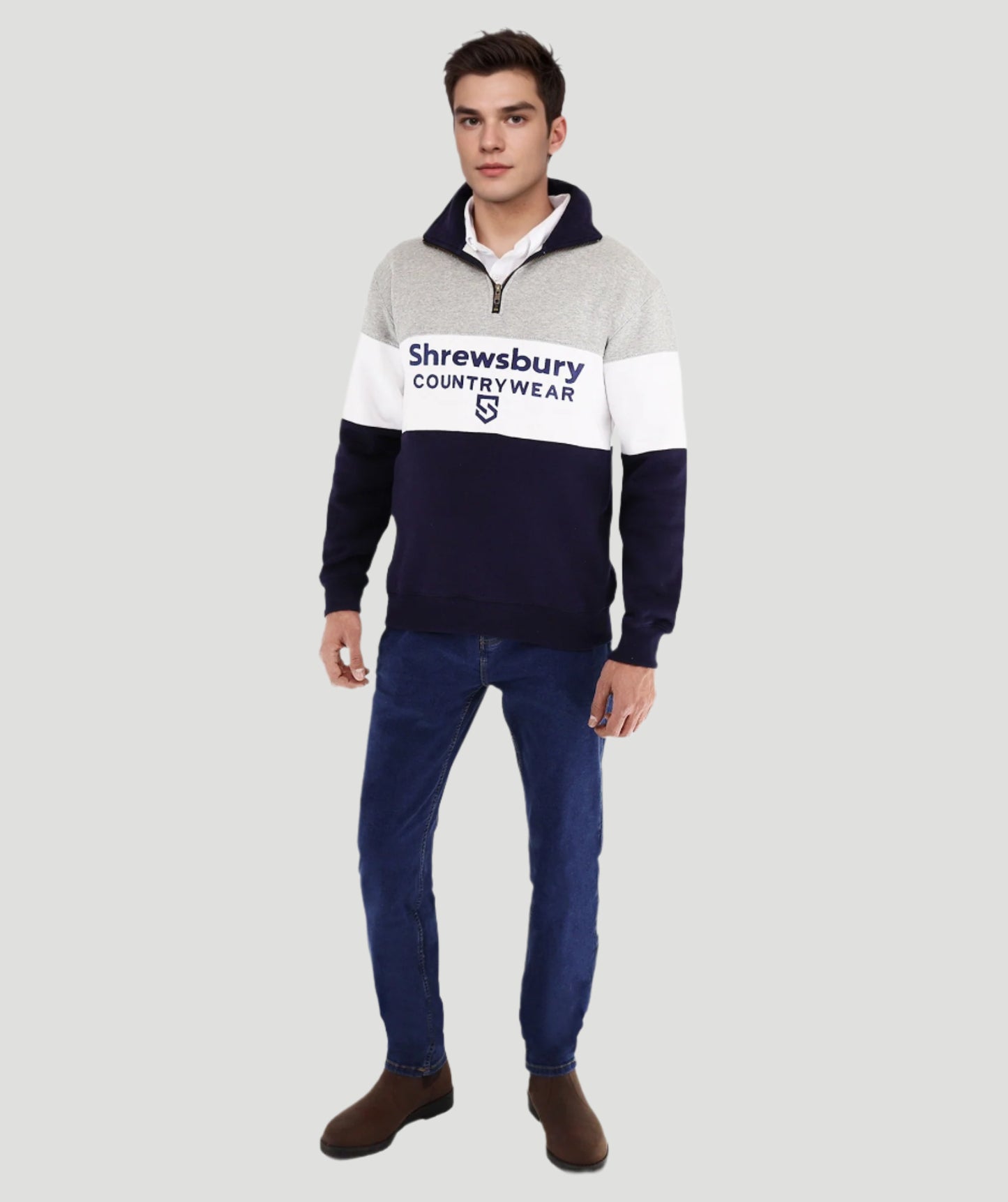 Bedstone Mens Quater Zip Sweatshirt Heather Grey