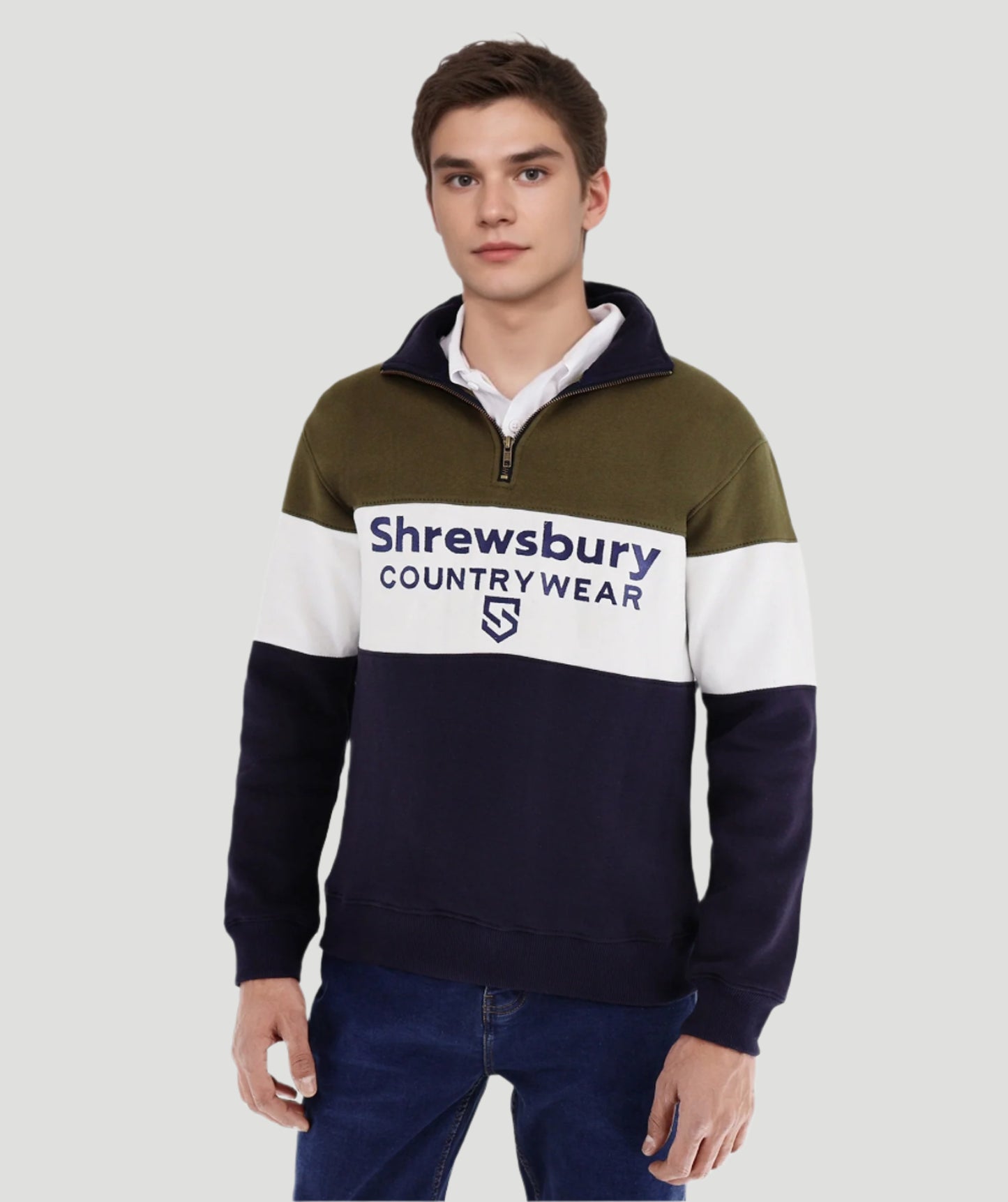 Bedstone Mens Quater Zip Sweatshirt Olive