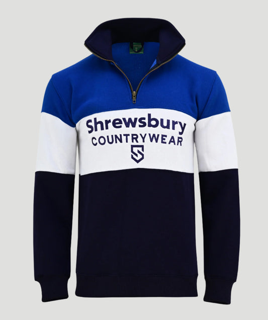 Bedstone Mens Quater Zip Sweatshirt Royal Blue