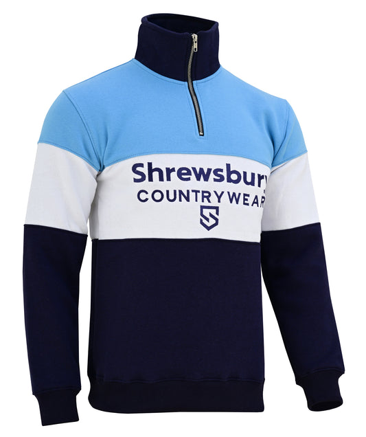 Bedstone Womens Quater Zip Sweatshirt Baby Blue