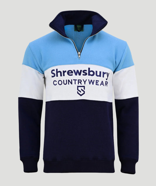 Bedstone Mens Quater Zip Sweatshirt Baby Blue