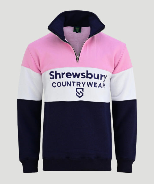 Bedstone Womens Quater Zip Sweatshirt Baby Pink