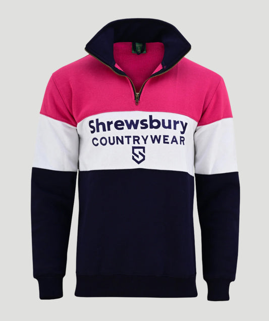 Bedstone Womens Quater Zip Sweatshirt Fuchsia Pink