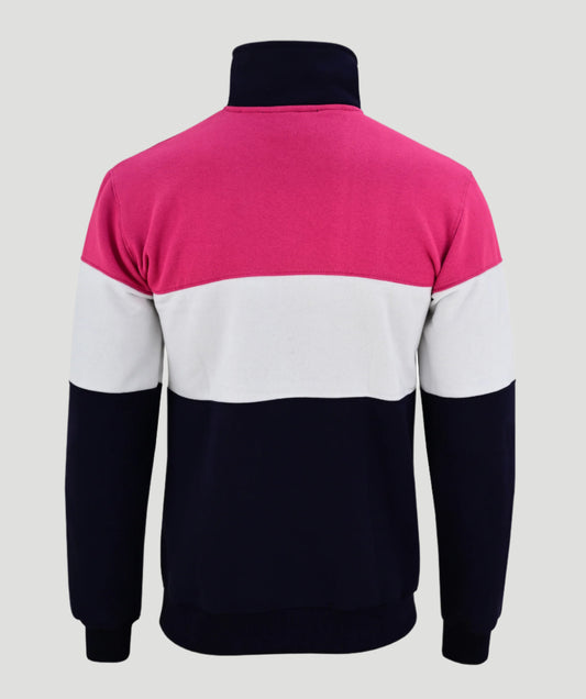 Bedstone Womens Quater Zip Sweatshirt Fuchsia Pink