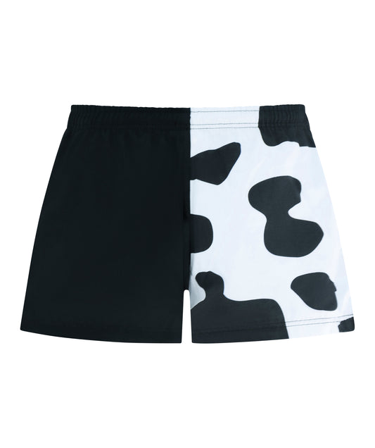 Harlequin Shorts Black Cow Print