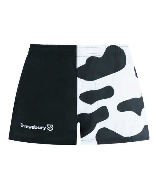 Harlequin Shorts Black Cow Print