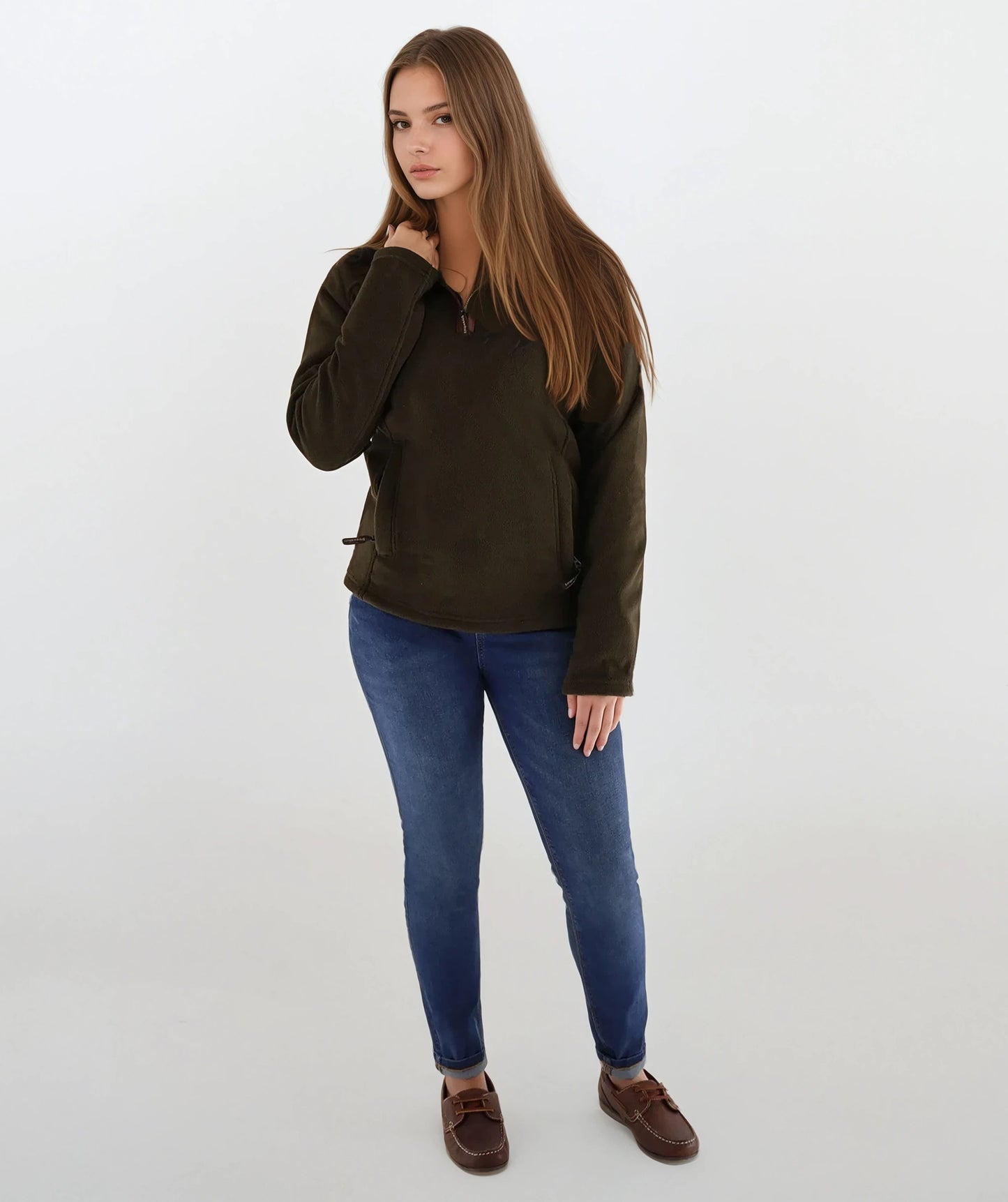 Harley Fleece Quater Zip Dark Olive