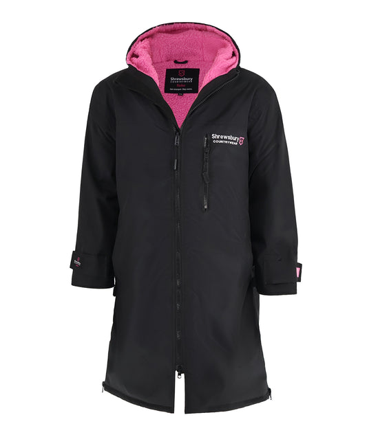 Wilcott Ladies Waterproof Changing Robe Black with Pink