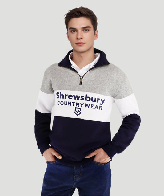 Bedstone Mens Quater Zip Sweatshirt Heather Grey