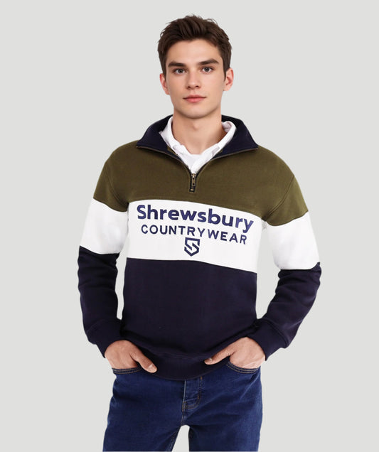 Bedstone Mens Quater Zip Sweatshirt Olive
