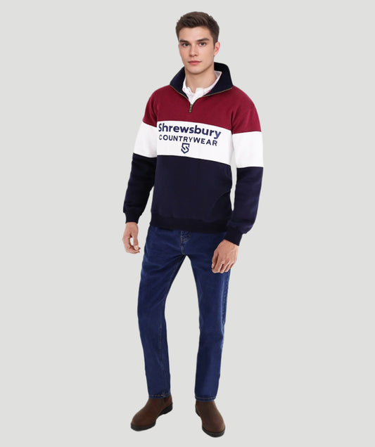 Bedstone Mens Quater Zip Sweatshirt Wine