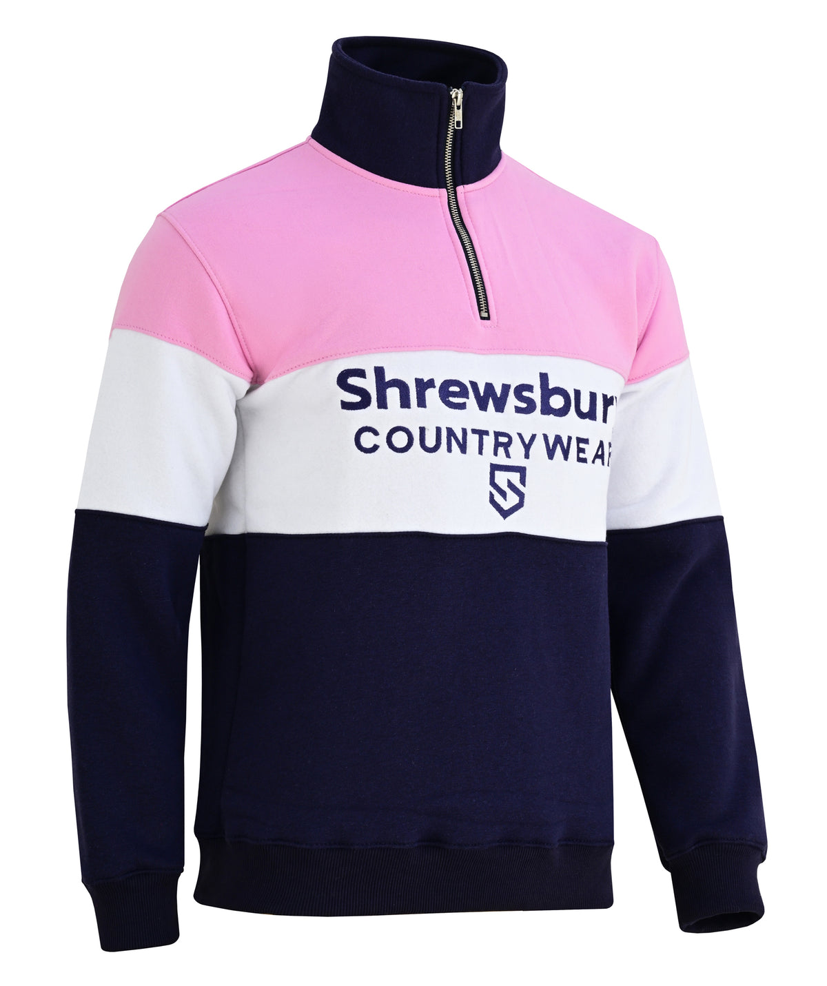 Bedstone Womens Quater Zip Sweatshirt Baby Pink