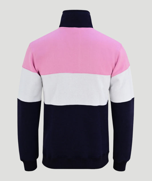 Bedstone Womens Quater Zip Sweatshirt Baby Pink