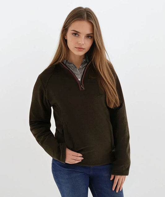 Harley Fleece Quater Zip Dark Olive