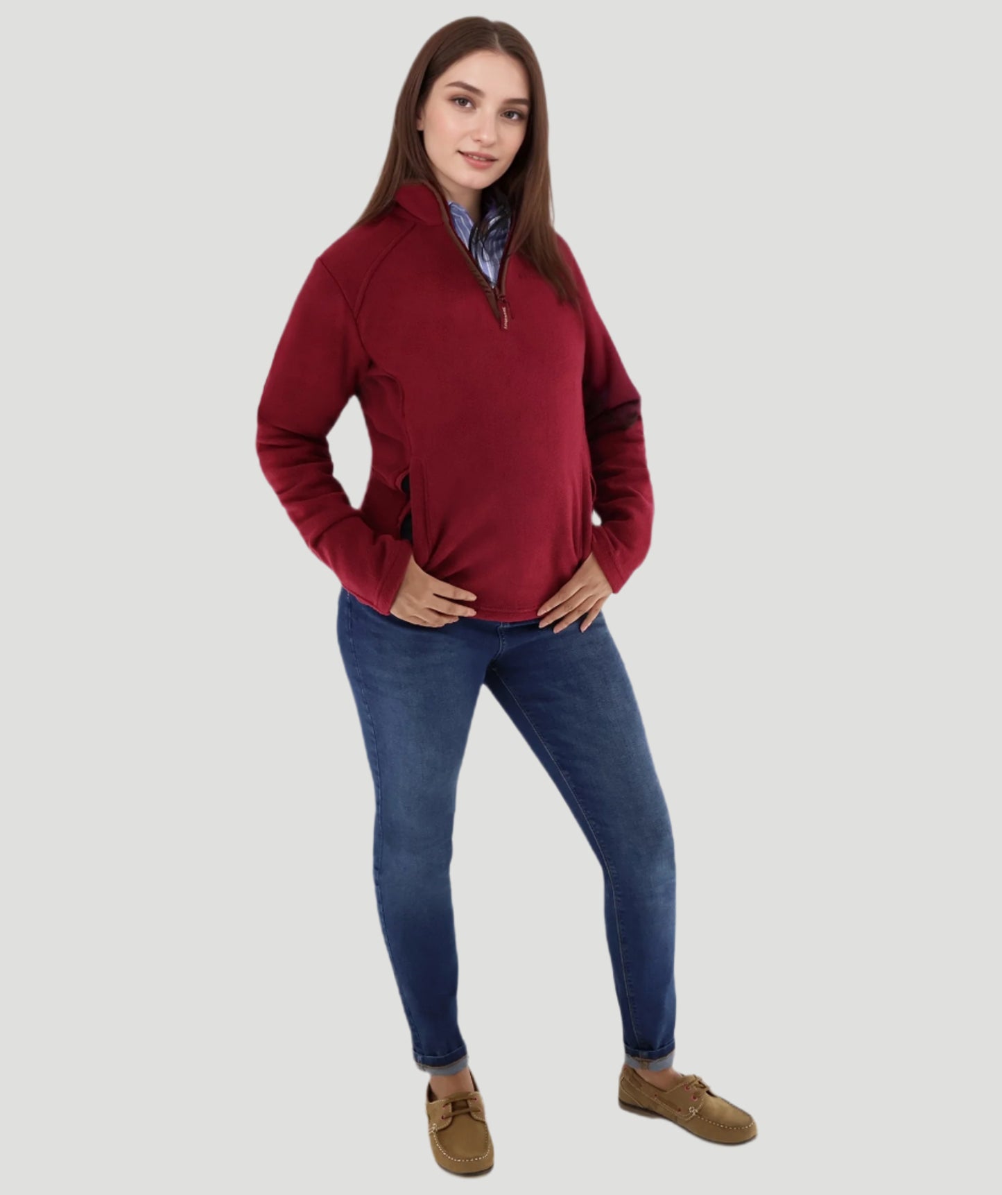 Harley Fleece Quater Zip Wine