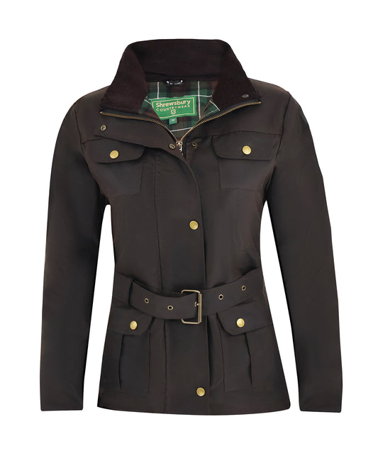 Linley Belted Wax Jacket Brown