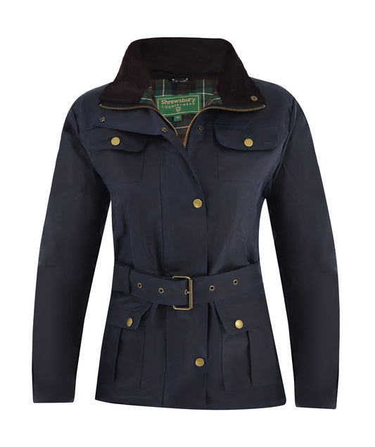 Linley Belted Wax Jacket Navy