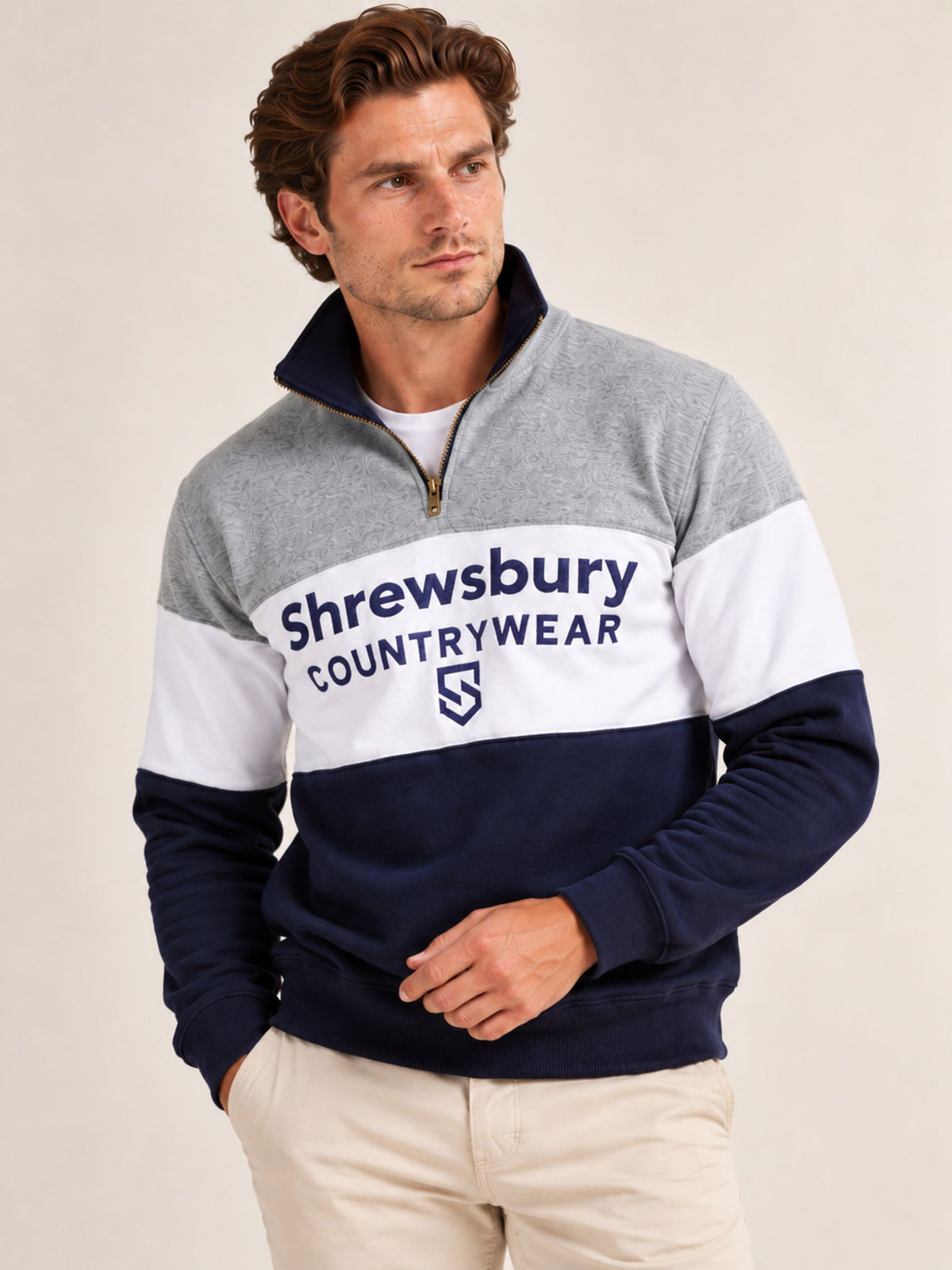 Bedstone Mens Quater Zip Sweatshirt Heather Grey
