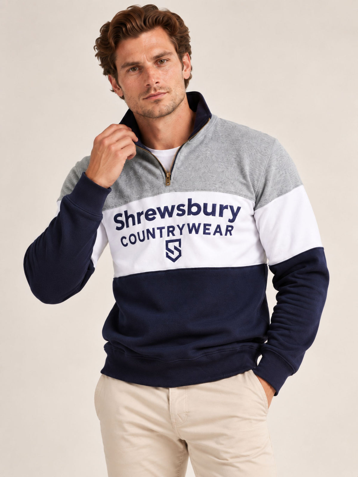Bedstone Mens Quater Zip Sweatshirt Heather Grey