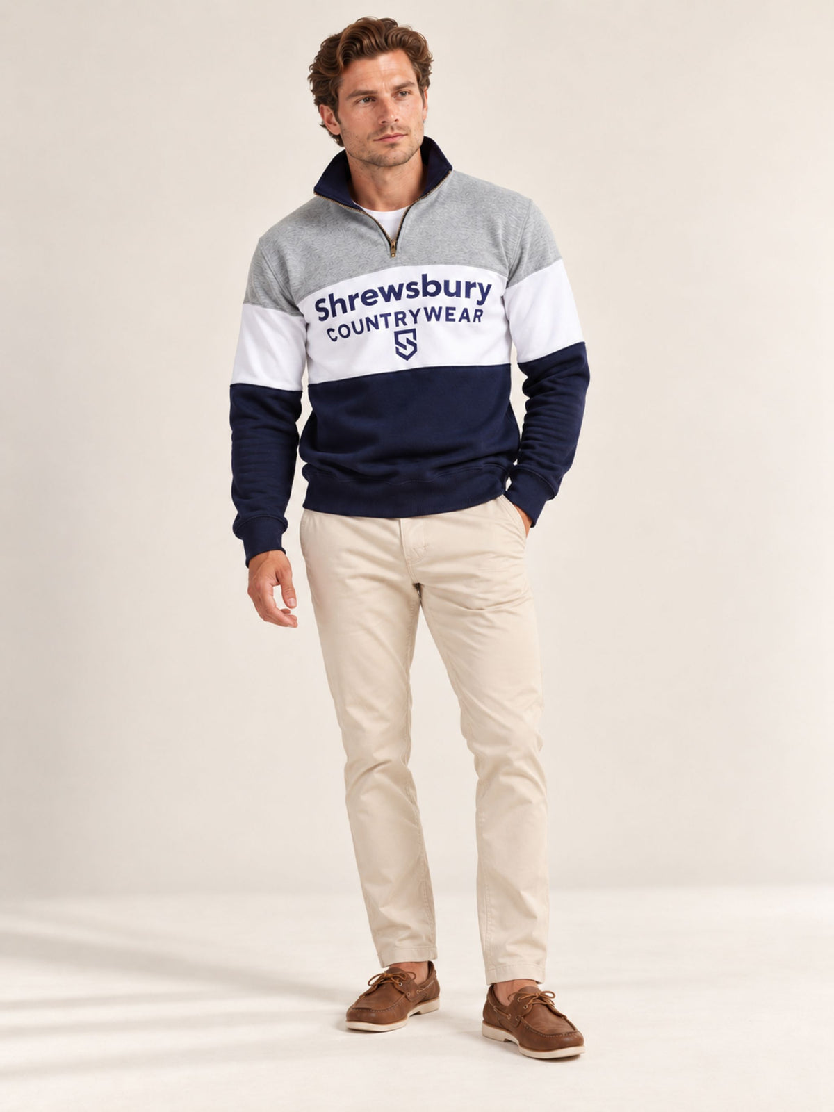 Bedstone Mens Quater Zip Sweatshirt Heather Grey