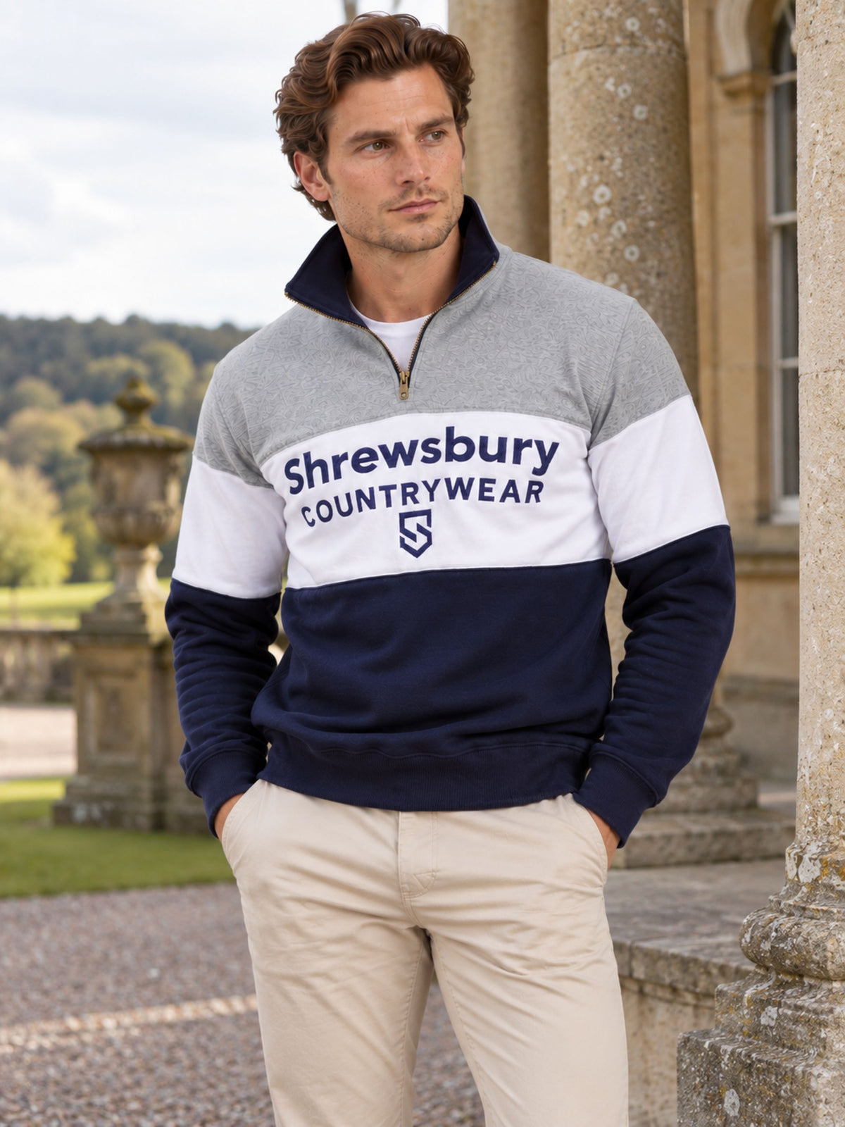 Bedstone Mens Quater Zip Sweatshirt Heather Grey