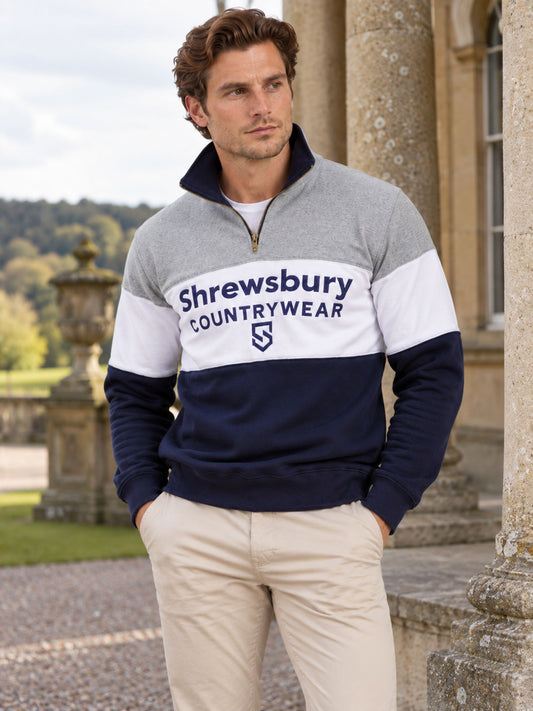 Bedstone Mens Quater Zip Sweatshirt Heather Grey