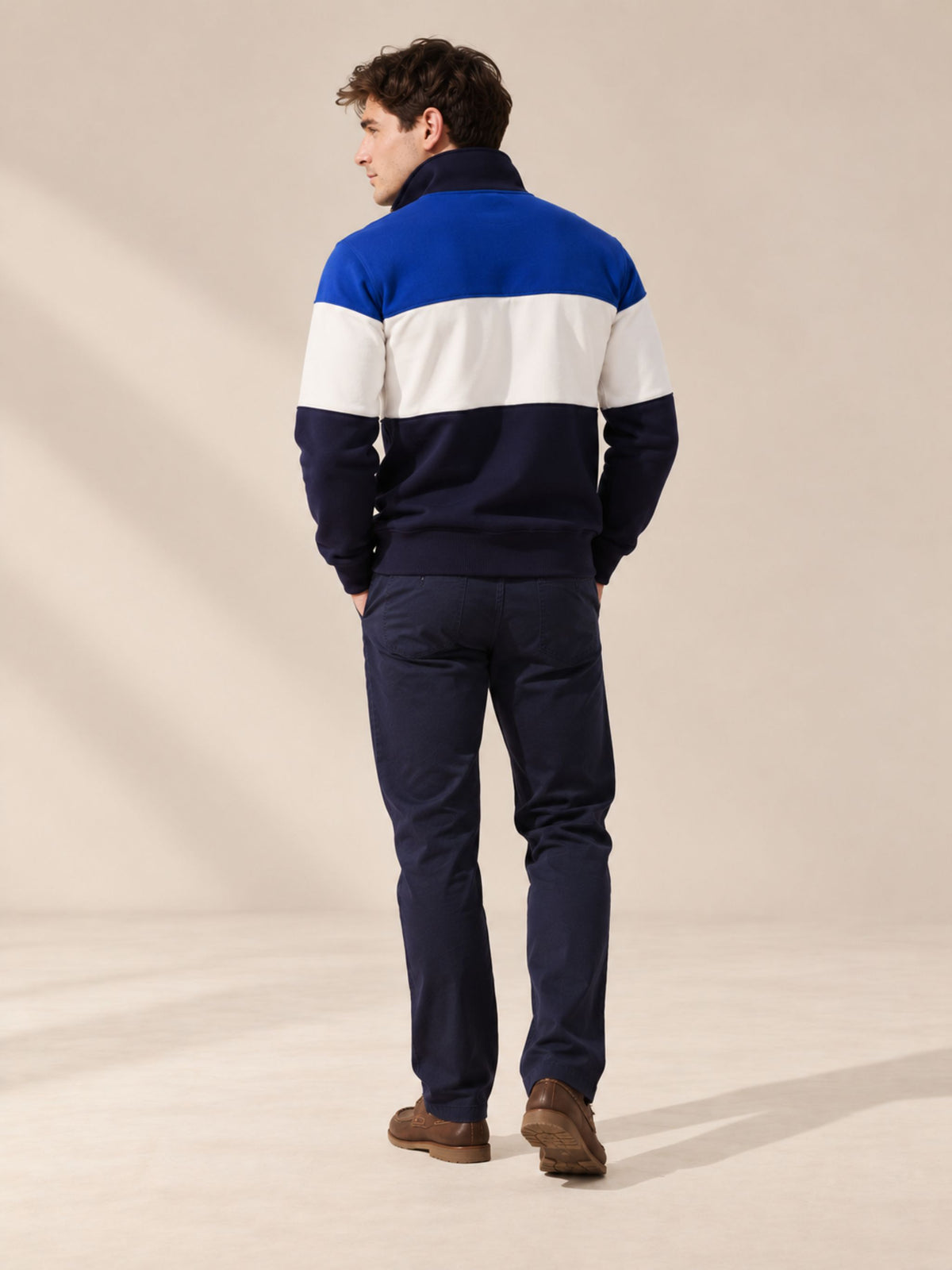 Bedstone Mens Quater Zip Sweatshirt Royal Blue