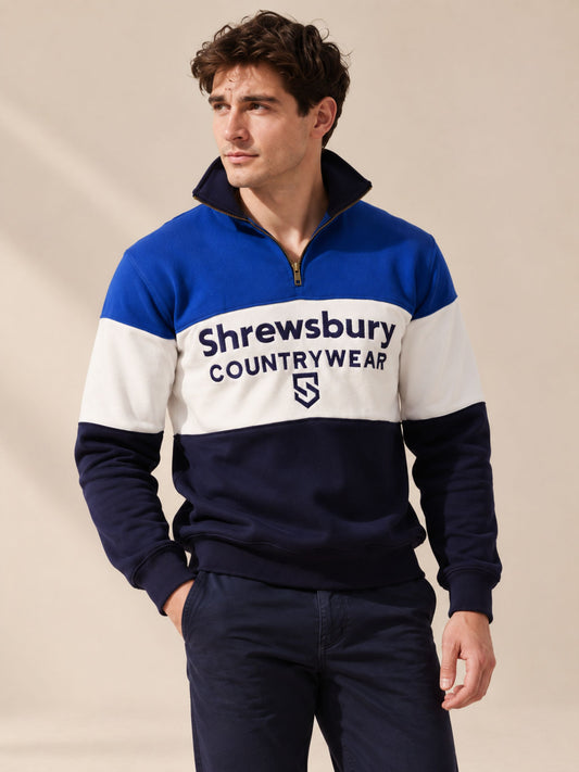 Bedstone Mens Quater Zip Sweatshirt Royal Blue