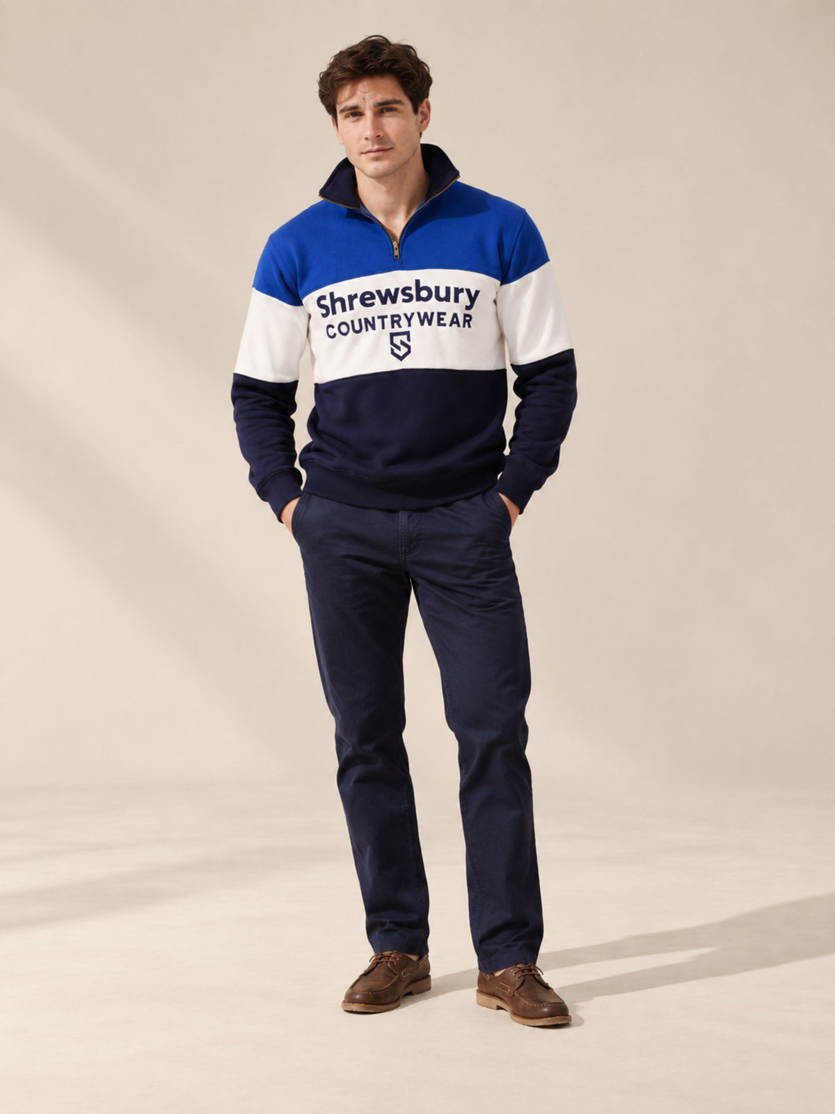 Bedstone Mens Quater Zip Sweatshirt Royal Blue