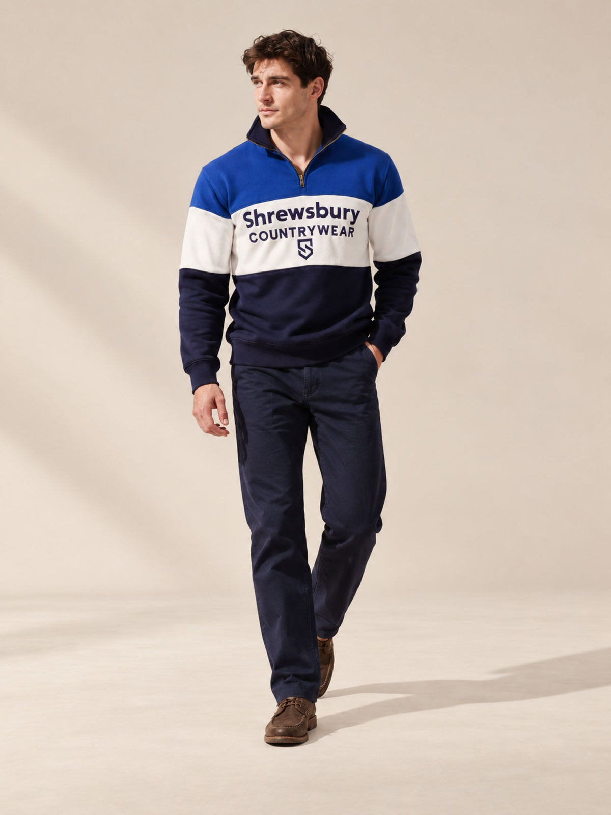 Bedstone Mens Quater Zip Sweatshirt Royal Blue