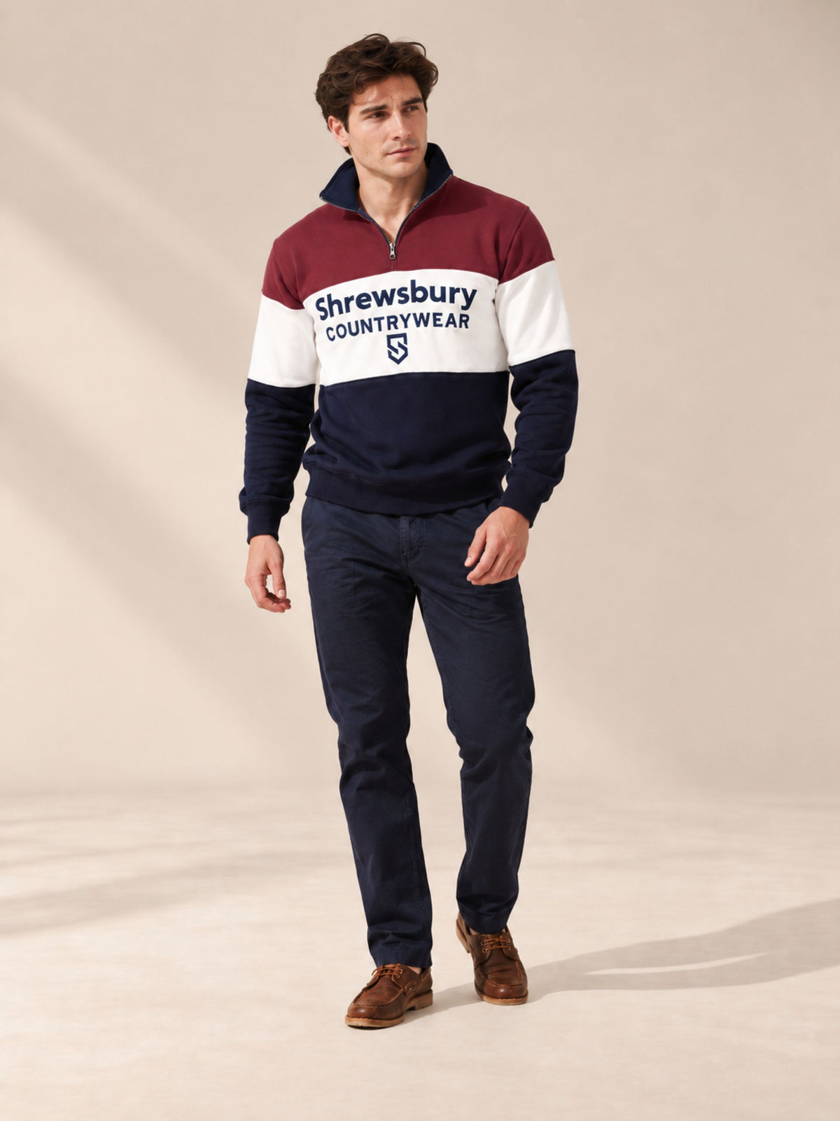 Bedstone Mens Quater Zip Sweatshirt Wine