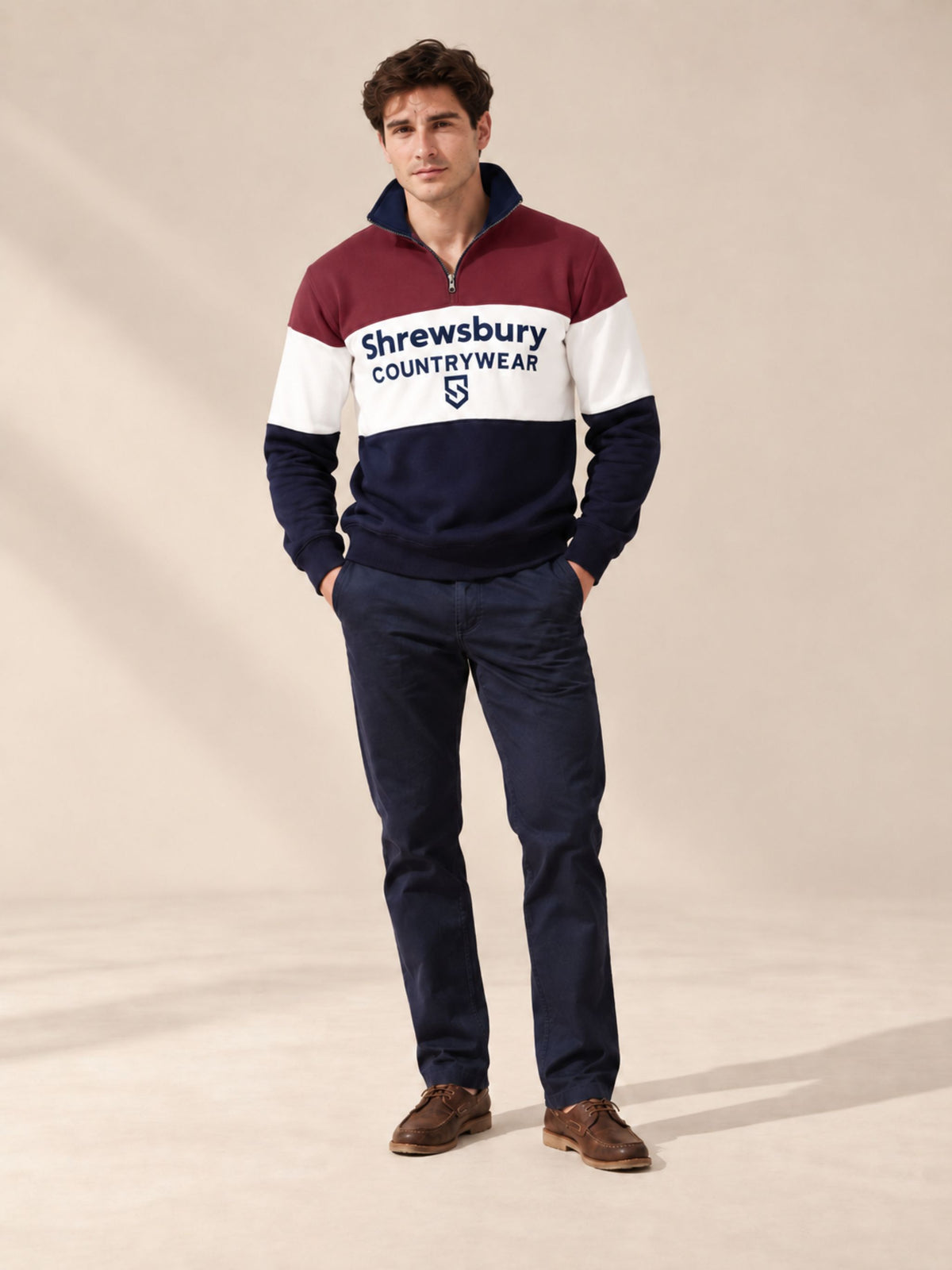Bedstone Mens Quater Zip Sweatshirt Wine