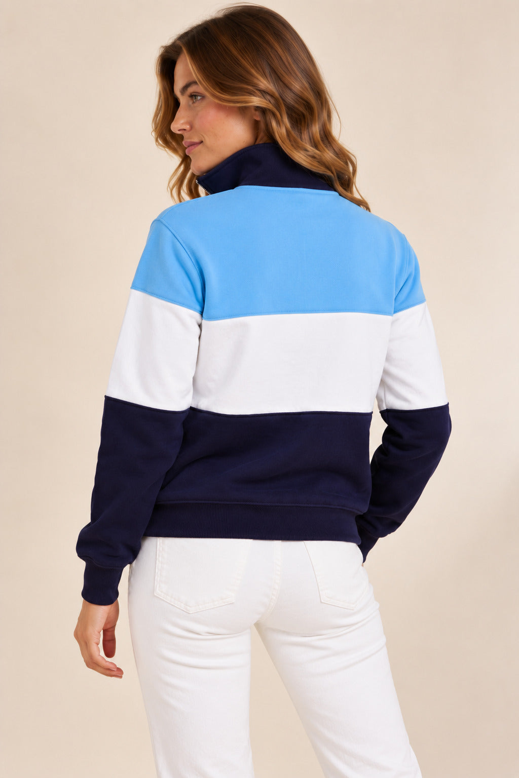 Bedstone Womens Quater Zip Sweatshirt Baby Blue