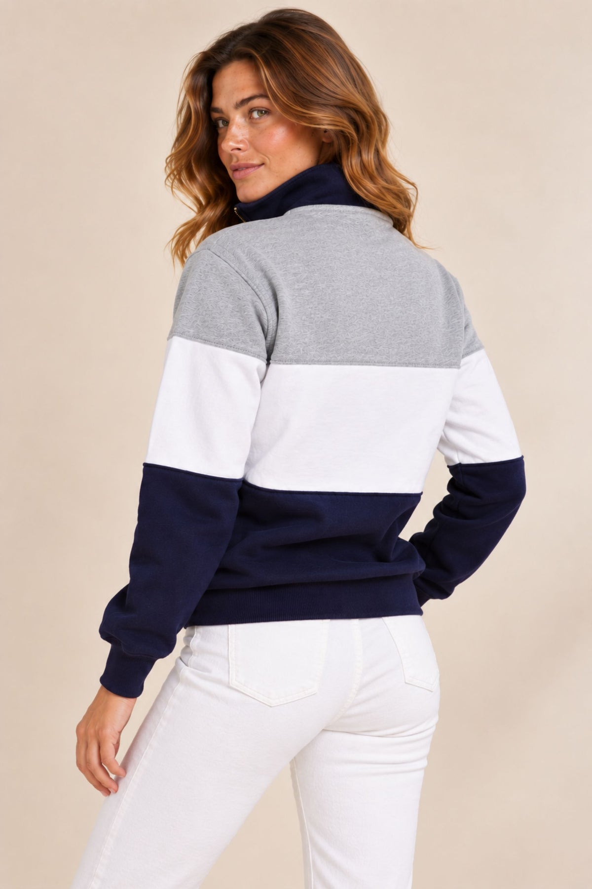 Bedstone Womens Quater Zip Sweatshirt Heather Grey