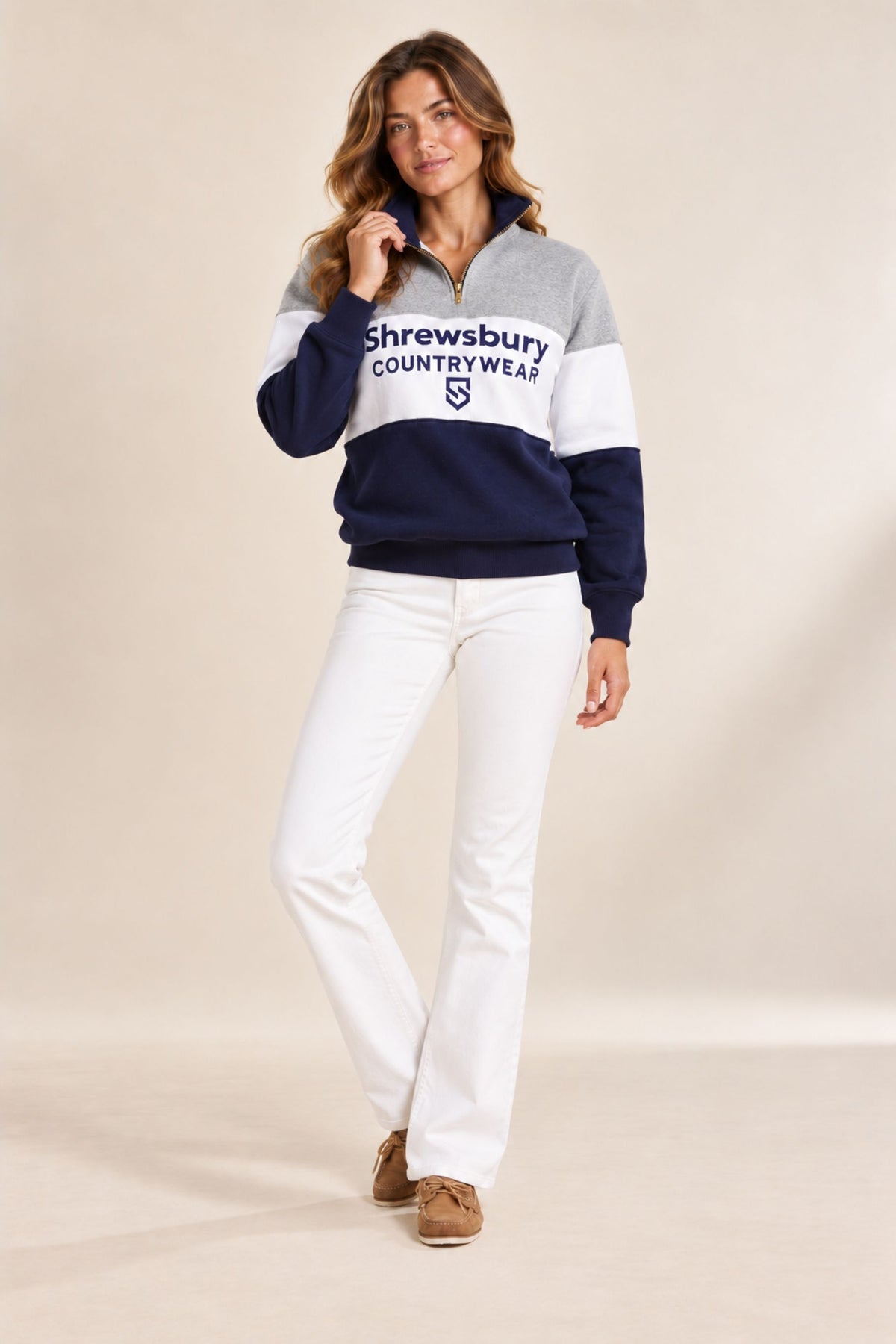 Bedstone Womens Quater Zip Sweatshirt Heather Grey