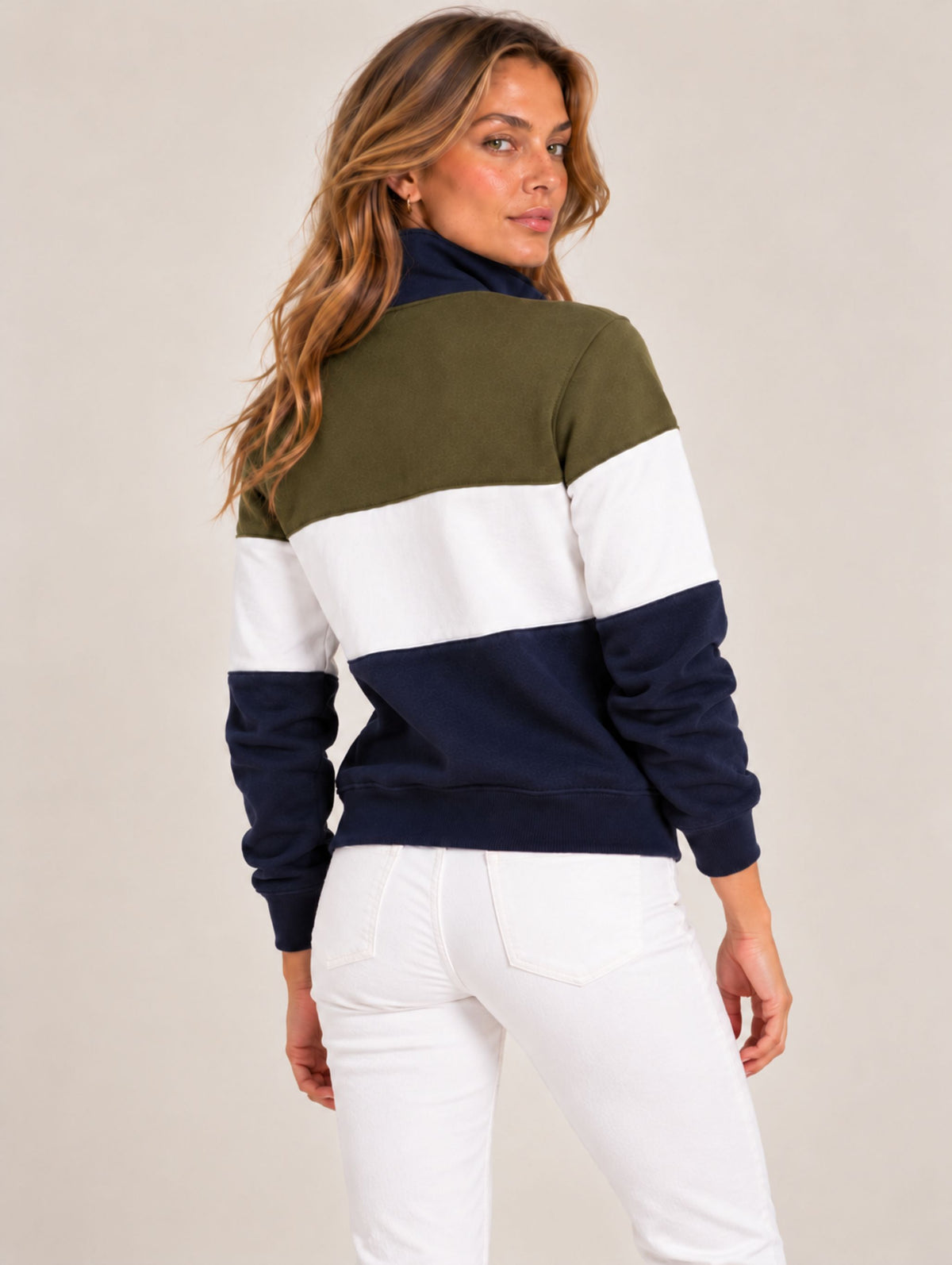 Bedstone Womens Quater Zip Sweatshirt Olive